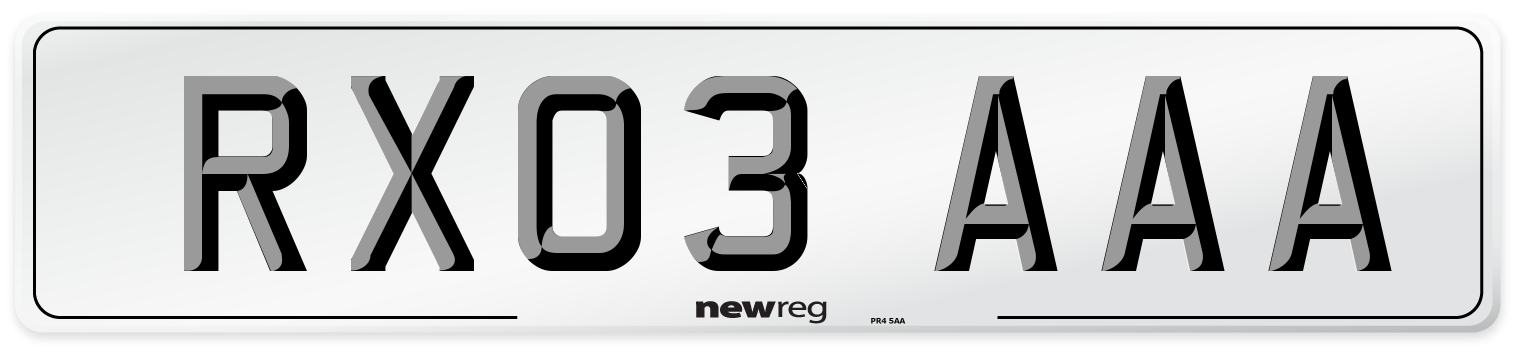 RX03 AAA Number Plate from New Reg